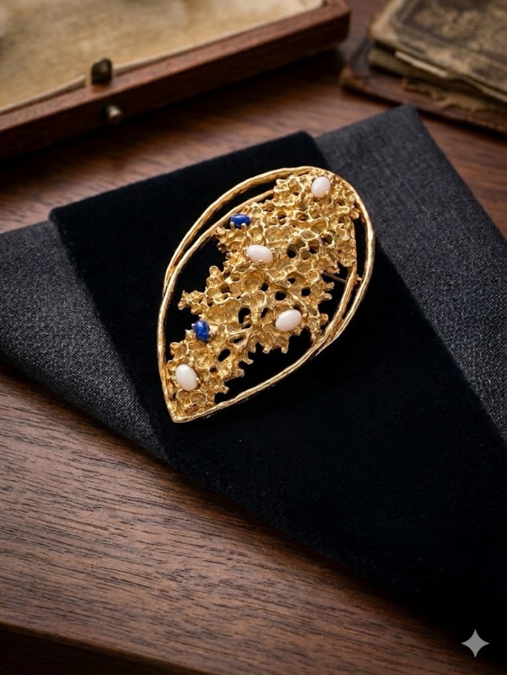 SIGNED PANETTA Cabochon Rare Brutalist Brooch